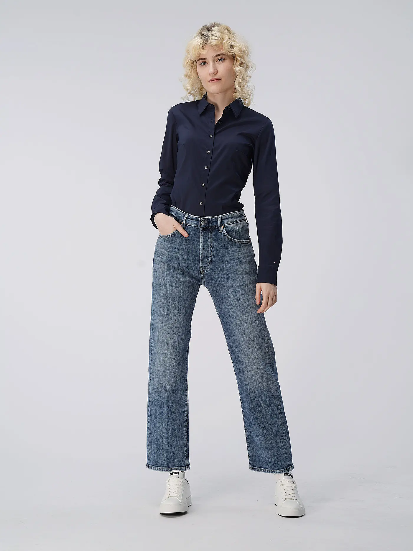 TOMMY HILFIGER | Bluse Fitted "Amy" | blau